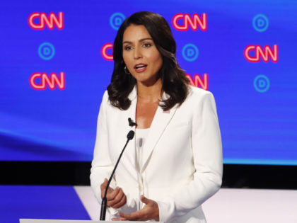 Rep. Tulsi Gabbard, D-Hawaii, speaks during the second of two Democratic presidential prim