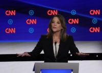 DETROIT, MICHIGAN - JULY 30: Democratic presidential candidate Marianne Williamson speaks during the Democratic Presidential Debate at the Fox Theatre July 30, 2019 in Detroit, Michigan. 20 Democratic presidential candidates were split into two groups of 10 to take part in the debate sponsored by CNN held over two nights …