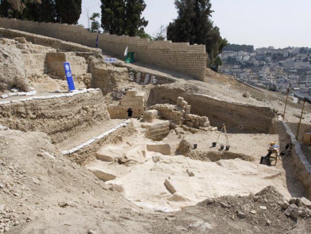 A picture shows the site of archeological excavations in Jerusalem�s Mount Zion, outside