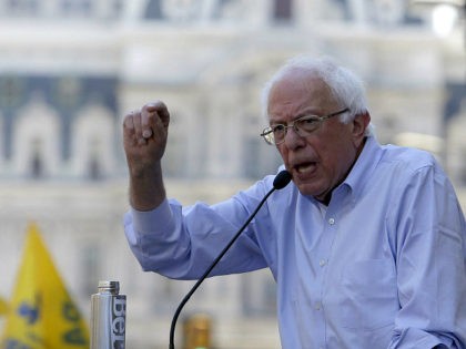 Democratic presidential candidate Bernie Sanders, I-Vt., participates in a rally alongside unions, hospital workers and community members against the closure of Hahnemann University Hospital in PhiladelphiaMonday July 15, 2019. (AP Photo/Jacqueline Larma)