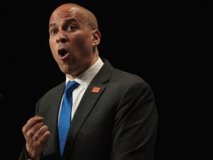 CEDAR RAPIDS, IOWA - JUNE 09: Democratic presidential candidate New Jersey senator Cory Booker speaks at the Iowa Democratic Party's Hall of Fame Dinner on June 9, 2019 in Cedar Rapids, Iowa. Nearly all of the 23 Democratic candidates running for president were campaigning in Iowa this weekend. President Donald …