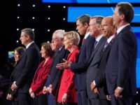 DETROIT, MICHIGAN - JULY 30: Democratic presidential candidates Marianne Williamson, (L-R), Rep. Tim Ryan (D-OH), Sen. Amy Klobuchar (D-MN), Indiana Mayor Pete Buttigieg, Sen. Bernie Sanders (I-VT), Sen. Elizabeth Warren (D-MA), former Texas congressman Beto O'Rourke, former Colorado governor John Hickenlooper, former Maryland congressman John Delaney, and Montana Gov. Steve …