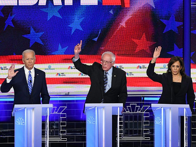 Democratic presidential hopefuls (L-R) Mayor of South Bend, Indiana Pete Buttigieg, Former