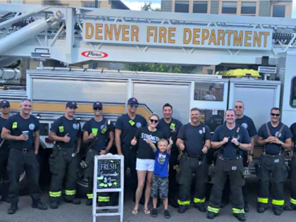 Brady Campbell and his mom Amanda with the Denver Fire Department. (Denver Fire Department )