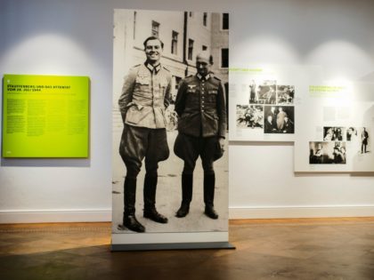 In this Friday, July 12, 2019 photo a picture of Claus Schenk Graf von Stauffenberg, left,