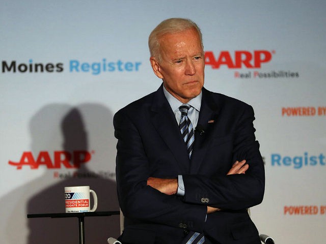 DES MOINES, IOWA - JULY 15: Democratic presidential candidate former U.S. Vice President Joe Biden speaks during the AARP and The Des Moines Register Iowa Presidential Candidate Forum at Drake University on July 15, 2019 in Des Moines, Iowa. Twenty Democratic presidential candidates are participating in the forums that will â€¦
