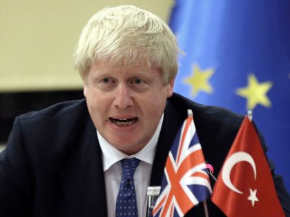 British Foreign Minister Boris Johnson holds a press conference with the Turkish EU Affairs minister (not seen) in Ankara on September 26, 2016. / AFP / ADEM ALTAN (Photo credit should read ADEM ALTAN/AFP/Getty Images)