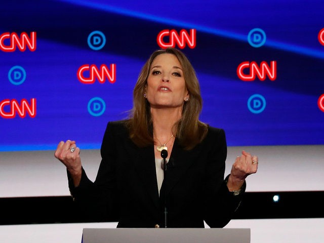 Marianne Williamson participates in the first of two Democratic presidential primary debates hosted by CNN Tuesday, July 30, 2019, in the Fox Theatre in Detroit. (AP Photo/Paul Sancya)