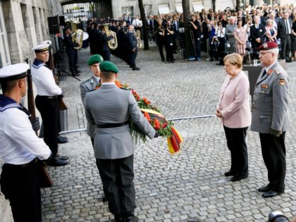 BERLIN, GERMANY - JULY 20: German Chancellor Angela Merkel (2nd R), attends a memorial event at the Defence Ministry on July 20, 2019 in Berlin, Germany.The ceremony takes place place in memory of the resistance against the National Socialist dictatorship on the occasion of the 75th anniversary of the failed …