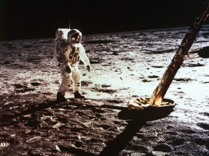 THE MOON - JULY 21: Apollo 11 astronaut Buzz Aldrin (Edwin E. Aldrin Jr.) is photographed by Neil Armstrong as he stands by the lunar module on July 21, 1969 on the Moon. (Photo by Michael Ochs Archive/Getty Images)