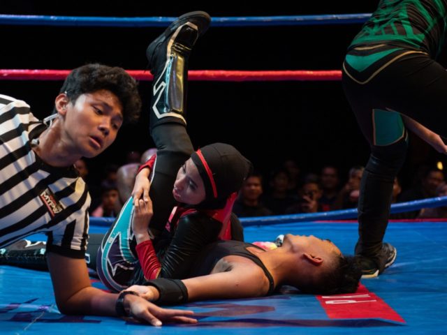 This picture taken on July 6, 2019 shows the hijab-wearing Malaysian wrestler known as Nor