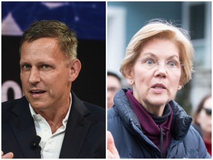 Appearing Monday on the Fox News Channel, billionaire technology investor and Trump supporter Peter Thiel said Sen. Elizabeth Warren (D-CA) is the most "dangerous" 2020 White House hopeful.