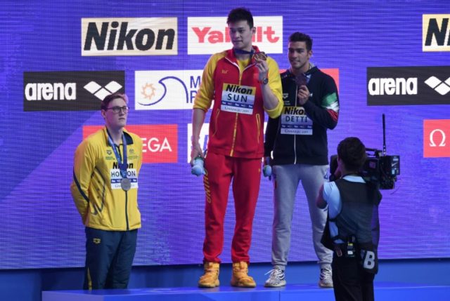 Aussie swimmer Horton warned over Sun podium protest