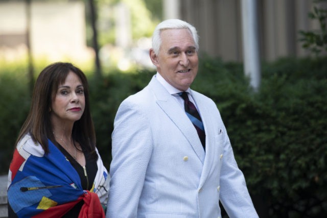 Trump Russia Probe Stone Roger Stone, a longtime confidant of President Donald Trump, accompanied by his wife Nydia Stone, left, arrives at federal court in Washington, Tuesday, July 16, 2019. (AP Photo/Sait Serkan Gurbuz) The Associated Press