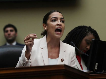 WASHINGTON, DC - JUNE 12: U.S. Rep. Alexandria Ocasio-Cortez (D-NY) speaks during a meeting of the House Committee on Oversight and Reform June 12, 2019 on Capitol Hill in Washington, DC. The committee held a meeting on “a resolution recommending that the House of Representatives find the Attorney General and …
