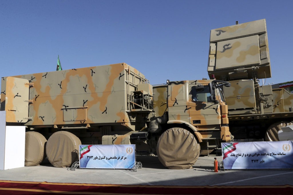 In this photo released by the official website of the office of the Iranian Presidency, a part of Iran-made Bavar-373 air-defense missile system is seen in a ceremony to unveil by President Hassan Rouhani, Iran, Thursday, Aug. 22, 2019. Iran says the Bavar-373 is a long-range surface-to-air missile system able to recognize up to 100 targets at a same time and confront them with six different weapons. (Iranian Presidency Office via AP)