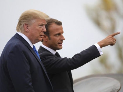 French President Emmanuel Macron welcomes President Donald Trump at the Biarritz lighthous