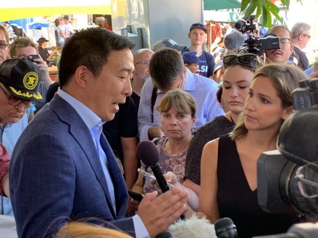 Democrat presidential candidate Andrew Yang told Breitbart News on Friday at the Iowa Stat