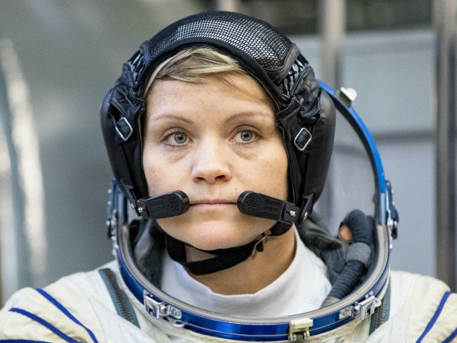 U.S. astronaut Anne McClain speaks to media before their final preflight practical examina