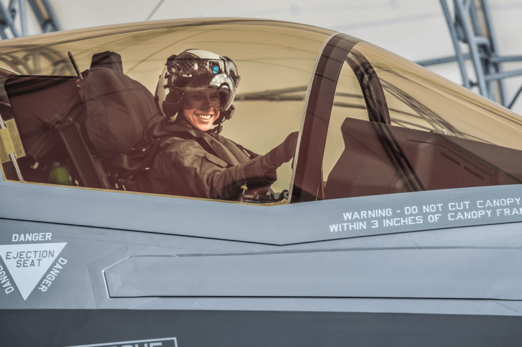 Capt. Anneliese Satz conducts pre-flight checks prior to a training flight aboard Marine Corps Air Station Beaufort, March 11. Satz graduated the F-35B Lighting II Pilot Training Program June and will be assigned to Marine Fighter Attack Squadron 121 in Iwakuni, Japan.