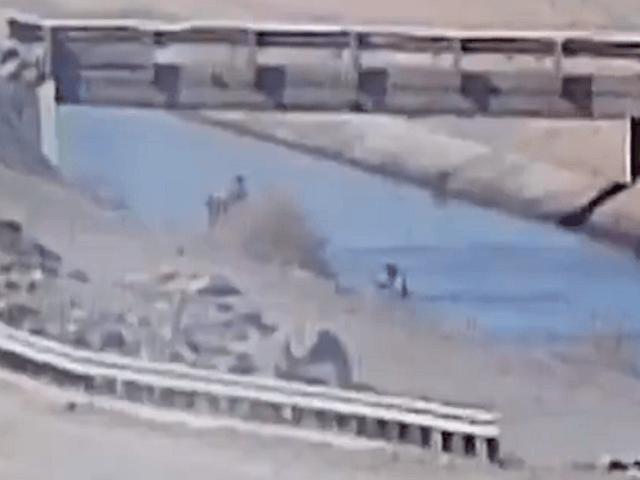 A Border Patrol surveillance camera captures the rescue of a nearly drowning migrant from