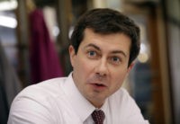 Mayor Pete Buttigieg talks with an AP reporter at Farmers Market in South Bend, Ind., Thursday, Jan. 10, 2019. Few people know Buttigieg's name outside the Indiana town where he's mayor, but none of that has deterred him from contemplating a 2020 Democratic presidential bid. He's among the potential candidates …