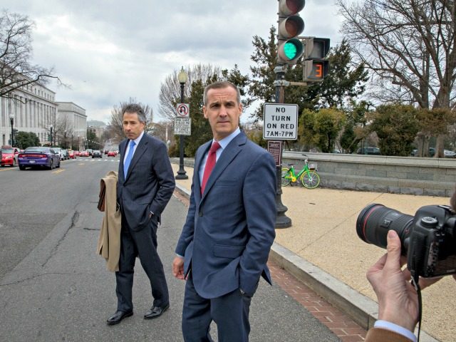 WASHINGTON, DC - MARCH 08: Former Trump campaign manager Corey Lewandowski walks away from the U.S. Capitol after testifying at the House Permanent Select Committee on Intelligence, on March 8, 2018 at the U.S. Capitol in Washington, DC. This is Lewandowski's second time appearing before the committee that is investigating …