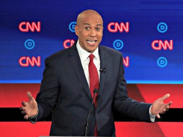 DETROIT, MICHIGAN - JULY 31: Democratic presidential candidate Sen. Cory Booker (D-NJ) spe