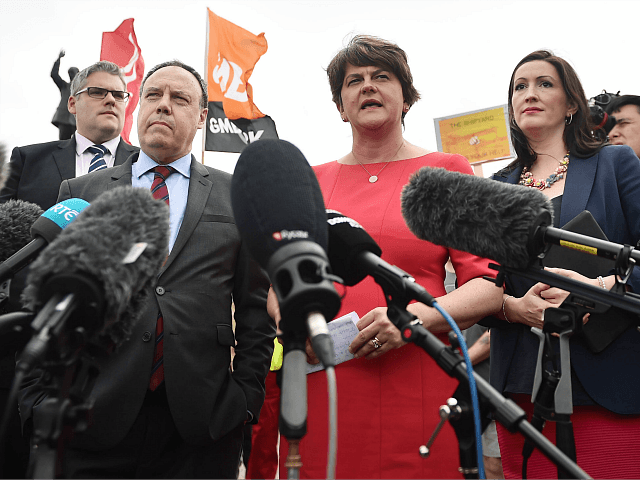 BELFAST, NORTHERN IRELAND - JULY 31: DUP leader Arlene Foster and deputy leader Nigel Dodd