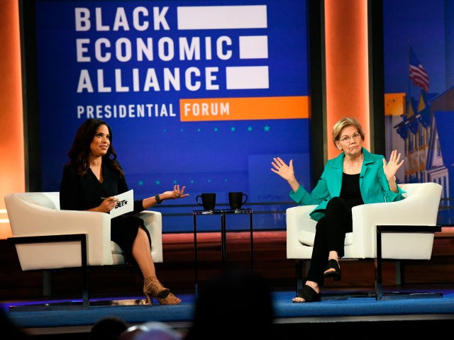 Massachusetts Sen. Elizabeth Warren, a Democratic presidential candidate, speaks at a cand