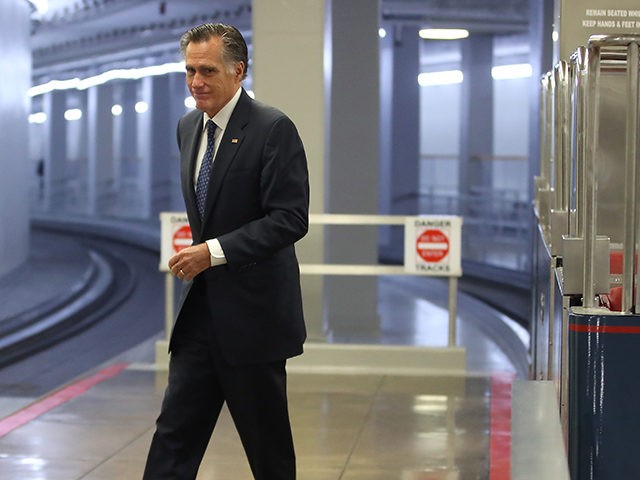 WASHINGTON, DC - MARCH 14: Sen. Mitt Romney (R-UT) walks through the U.S. Capitol prior to the Senate voting to overturn the President's national emergency border declaration, at the U.S. Capitol on March 14, 2019 in Washington, DC. 12 Republicans joined Democrats in voting against President Trumps emergency declaration. (Photo …