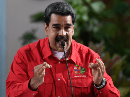 Venezuelan President Nicolas Maduro delivers a speech during the closing ceremony of the the Sao Paulo Forum at Miraflores Presidential Palace in Caracas on July 28, 2019. - Sao Paulo Forum is a conference of leftist political parties and other organizations from Latin America and the Caribbean. (Photo by Federico …