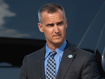 Corey Lewandowski, former campaign manager for US President Donald Trump, watches as Trump disembarks from Air Force One upon arrival at Cincinnati/Northern Kentucky International Airport in Hebron, Kentucky, August 1, 2019, as he travels to Cincinnati, Ohio, to hold a campaign rally. (Photo by SAUL LOEB / AFP) (Photo credit …