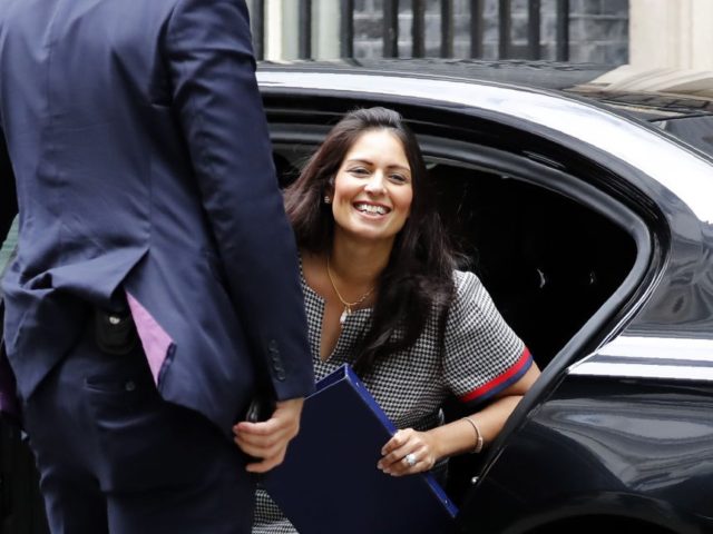 Britain's Home Secretary Priti Patel arrives at number 10 Downing Street in central London on August 2, 2019. (Photo by Tolga AKMEN / AFP) (Photo credit should read TOLGA AKMEN/AFP/Getty Images)