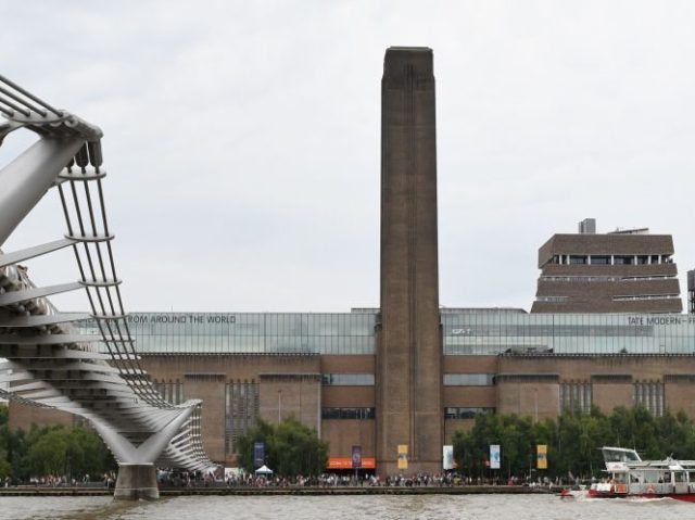 A general view shows the Tate Modern gallery on the southern bank of the River Thames in L