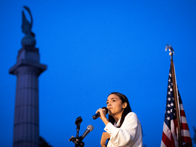 U.S. Rep. Alexandria Ocasio-Cortez (D-NY) speaks during a vigil for the victims of the recent mass shootings in El Paso, Texas and Dayton, Ohio, in Grand Army Plaza on August 5, 2019 in the Brooklyn borough of New York City. Lawmakers and local advocates called on Congress to enact gun â¦