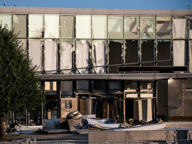 View of the damage at the building of the Danish Tax Authority at Oesterbro in Copenhagen, Denmark, on August 7, 2019, after a powerful explosion near Nordhavn Station, late on August 6. (Photo by Olafur STEINAR GESTSSON / Ritzau Scanpix / AFP) / Denmark OUT (Photo credit should read OLAFUR …