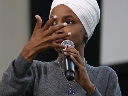 WASHINGTON, DC - JULY 23: Rep. Ilhan Omar (D-MN) participates in a panel discussion during