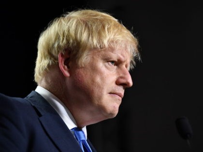 BIARRITZ, FRANCE - AUGUST 24: British Prime Minister Boris Johnson during a press conference in the Bellevue hotel conference room at the conclusion of the G7 summit on August 24, 2019 in Biarritz, France. The French southwestern seaside resort of Biarritz is hosting the 45th G7 summit from August 24 …