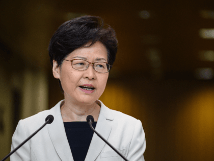 Hong Kong Chief Executive Carrie Lam speaks at a press conference in Hong Kong on August 2