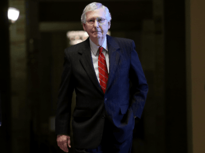 Senate Majority Leader Mitch McConnell (R-KY) walks to a series of votes at the U.S. Capitol August 1, 2019 in Washington, DC. The Senate is scheduled to vote on a two year budget agreement today that lifts the debt ceiling and increases current spending by $320 billion. (Photo by Win …