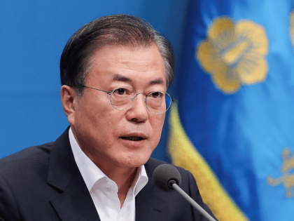 In this handout image provided by the South Korean Presidential Blue House, South Korean President Moon Jae-in attends the meeting regarding the Japan's decision to remove South Korea from a "whitelist" of favoured export partners at Presidential Blue House on August 02, 2019 in Seoul, South Korea. Japan approved a …