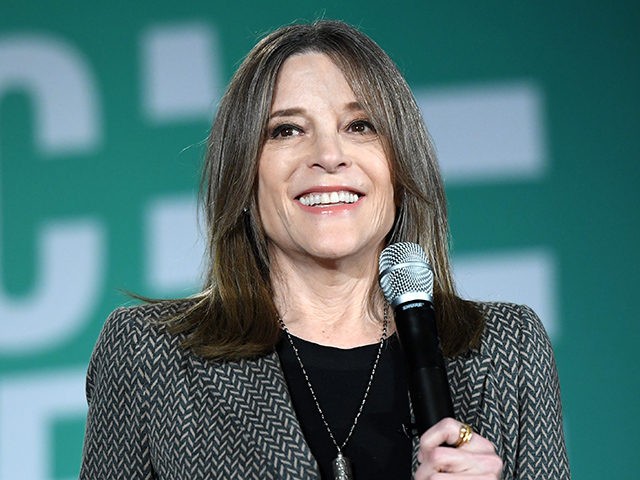 LAS VEGAS, NEVADA - AUGUST 03: Democratic presidential candidate, author Marianne Williamson speaks during the 2020 Public Service Forum hosted by the American Federation of State, County and Municipal Employees (AFSCME) at UNLV on August 3, 2019 in Las Vegas, Nevada. Nineteen of the 24 candidates running for the Democratic …