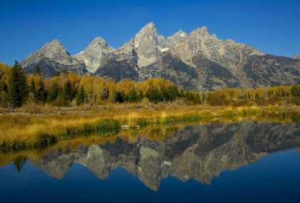 The Grand Tetons are seen October 4, 2012 in the Grand Teton National Park in Wyoming. Gra