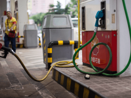 This photo taken on August 27, 2014 shows a petrol pump at a PetroChina petrol station in Shanghai. AFP PHOTO / JOHANNES EISELE (Photo credit should read JOHANNES EISELE/AFP/Getty Images)