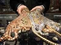 Gold chains are seen for sale in Avianne & Co. in the "Diamond District" March 6, 2007 in New York City.