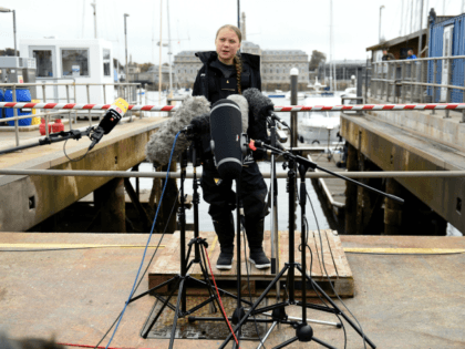 Climate change activist Greta Thunberg speaks at a press conference …