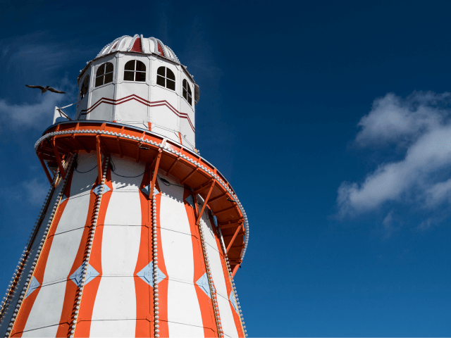 A helter-skelter is pictured on Clacton Pier before the UK Independence Party's (UKIP) lea