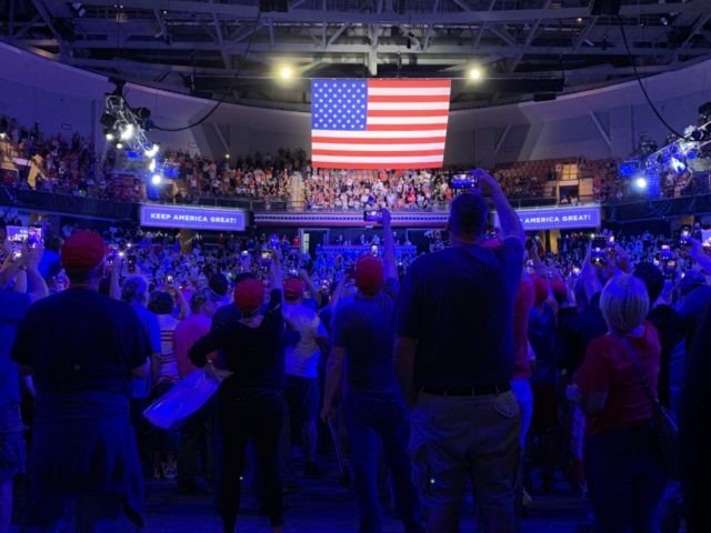 Trump speech SNHU Arena New Hampshire (Joel Pollak / Breitbart News)