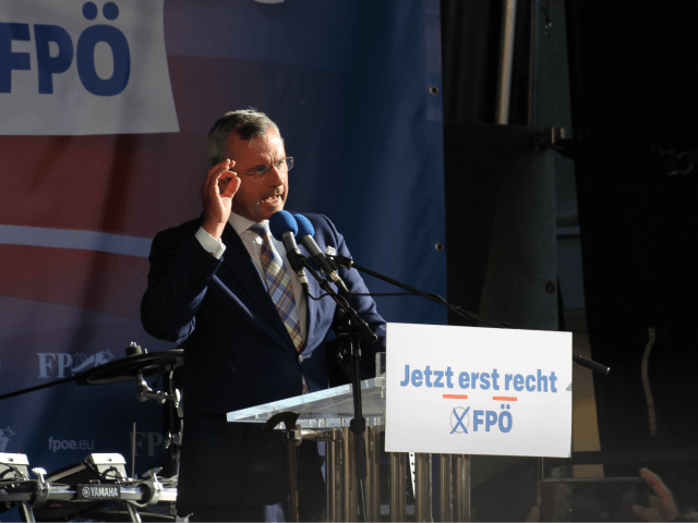 Austrian Freedom Party leader Norbert Hofer at a rally in Vienna during the 2019 European